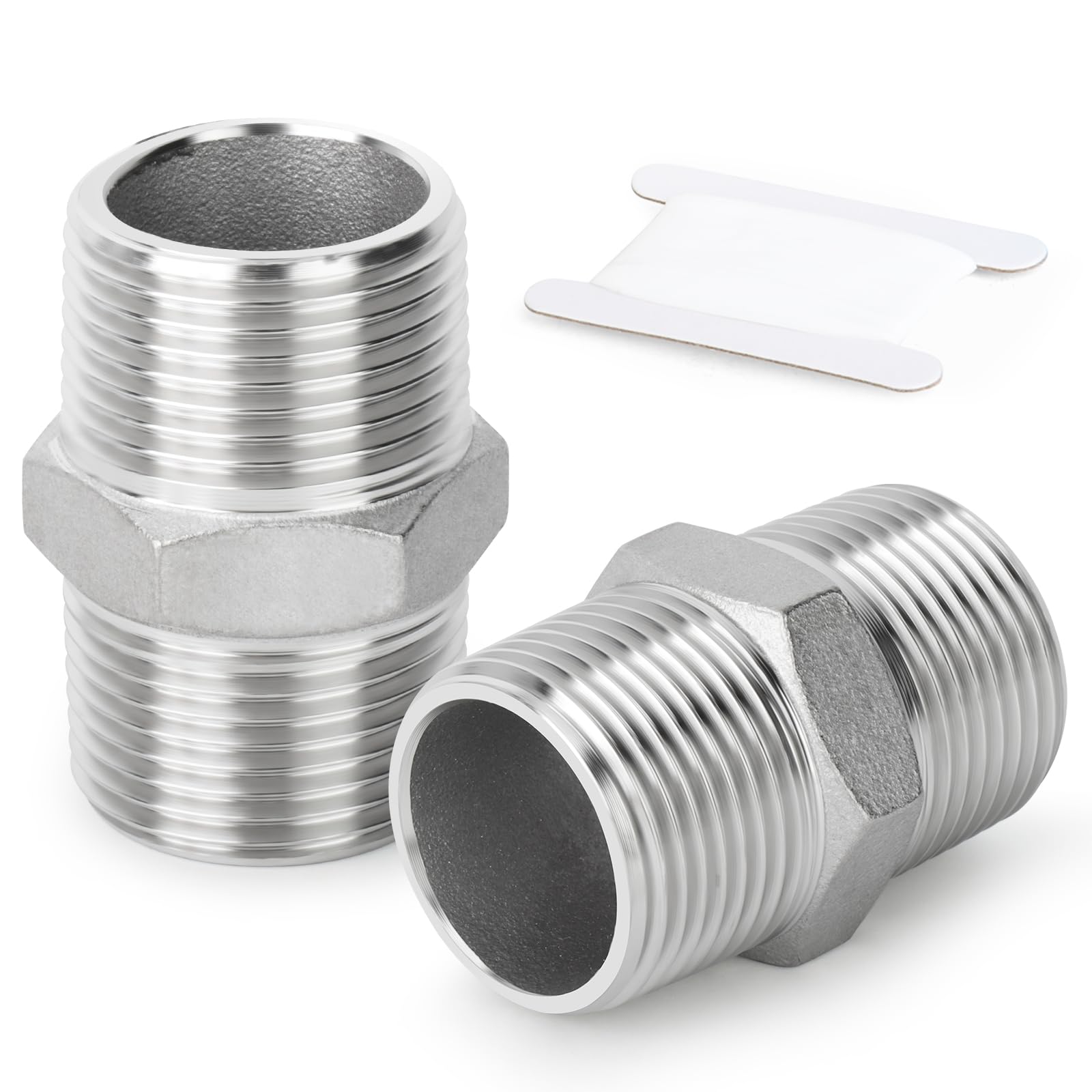 2 szt. stal nierdzewna 316L męskie sześciokątne złączki rurowe 1/2" BSP męska rura x 1/2" BSP męska rura | Równe podwójne porty gwintowane męskie sześciokątny profil centralny szczelne proste wyrównanie do rur płynnych