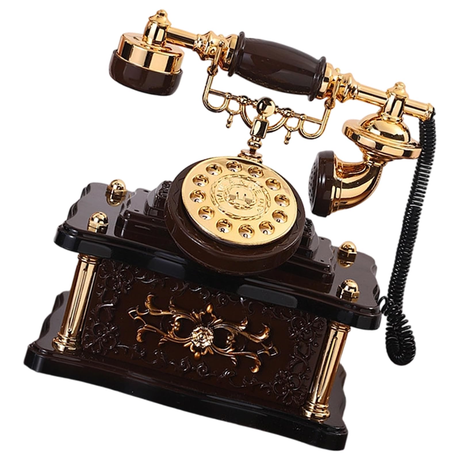 Whoasyst Retro Dials Telephone Music Box with Drawer Telephone Jewelry Box Telephones Trinket Boxes Ornament for Home Decors Trinket