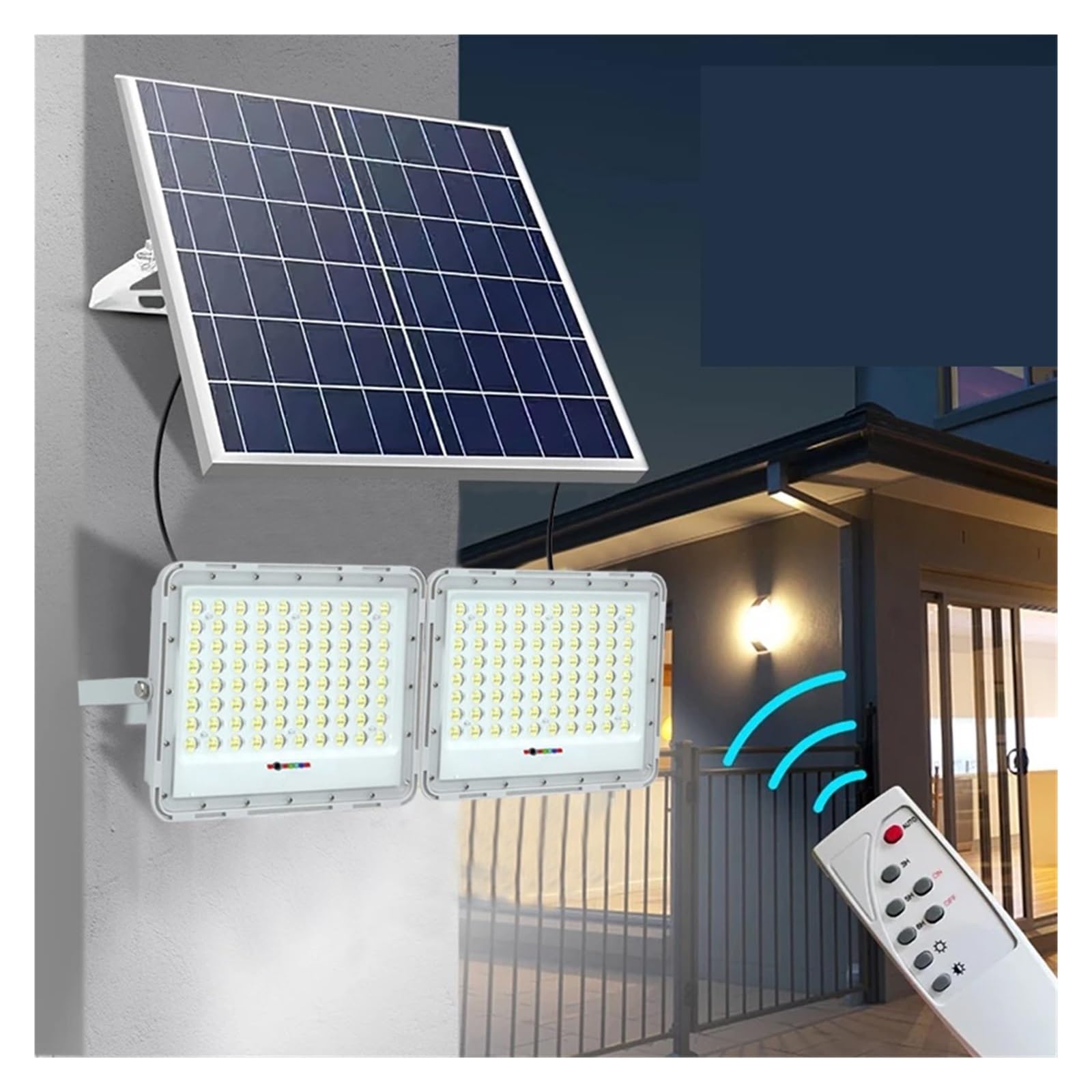 Ledowe Lampy Uliczne Na Energię SłOneczną, 2 głowice słoneczne światło halogenowe zewnętrzny reflektor słoneczny do światła ogrodowego z pilotem 5m linia oświetlenie zewnętrzne uliczny kinkiet TrwałA,