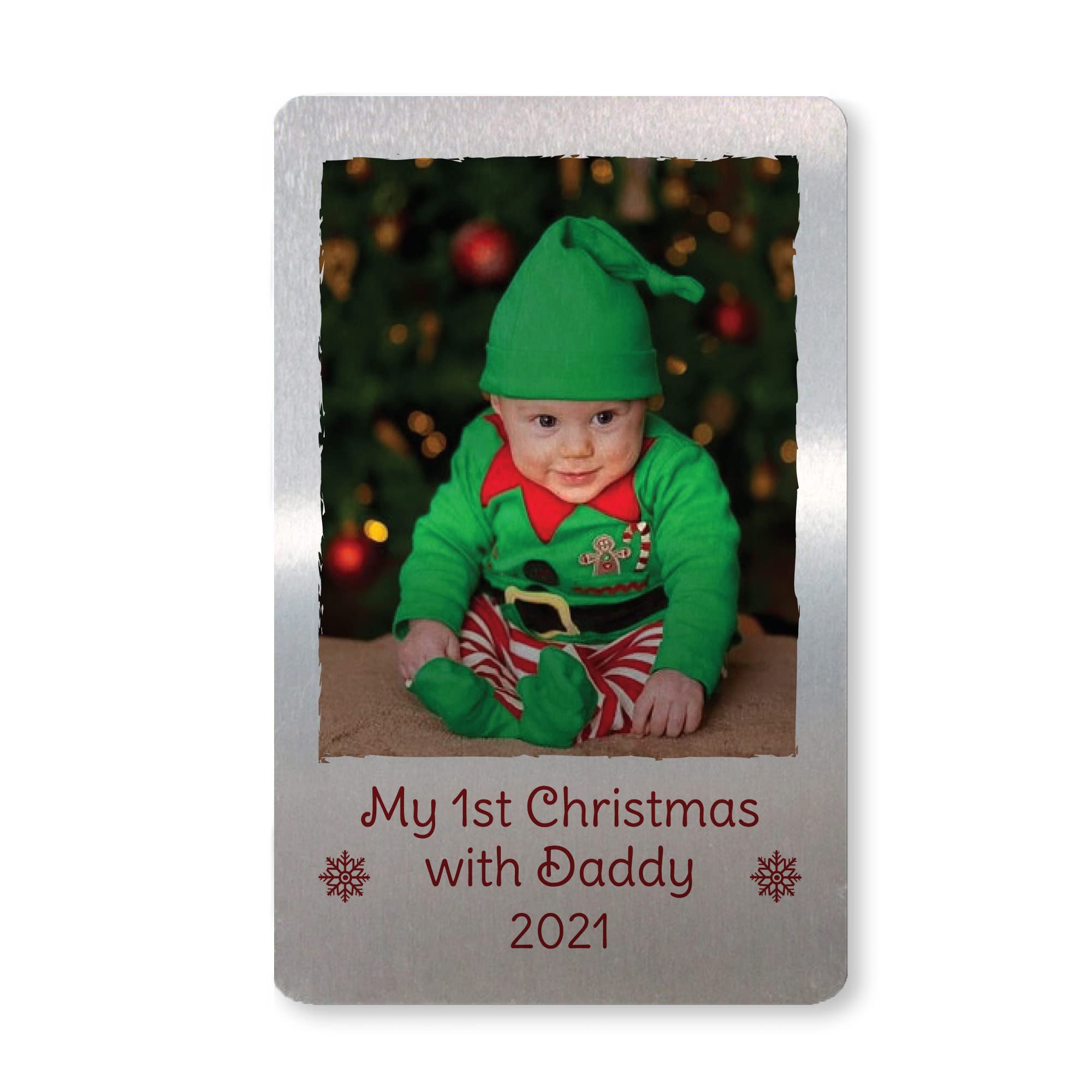 Personalised Photo 1st Christmas With Daddy New Baby Gift Metal Card Love Gift