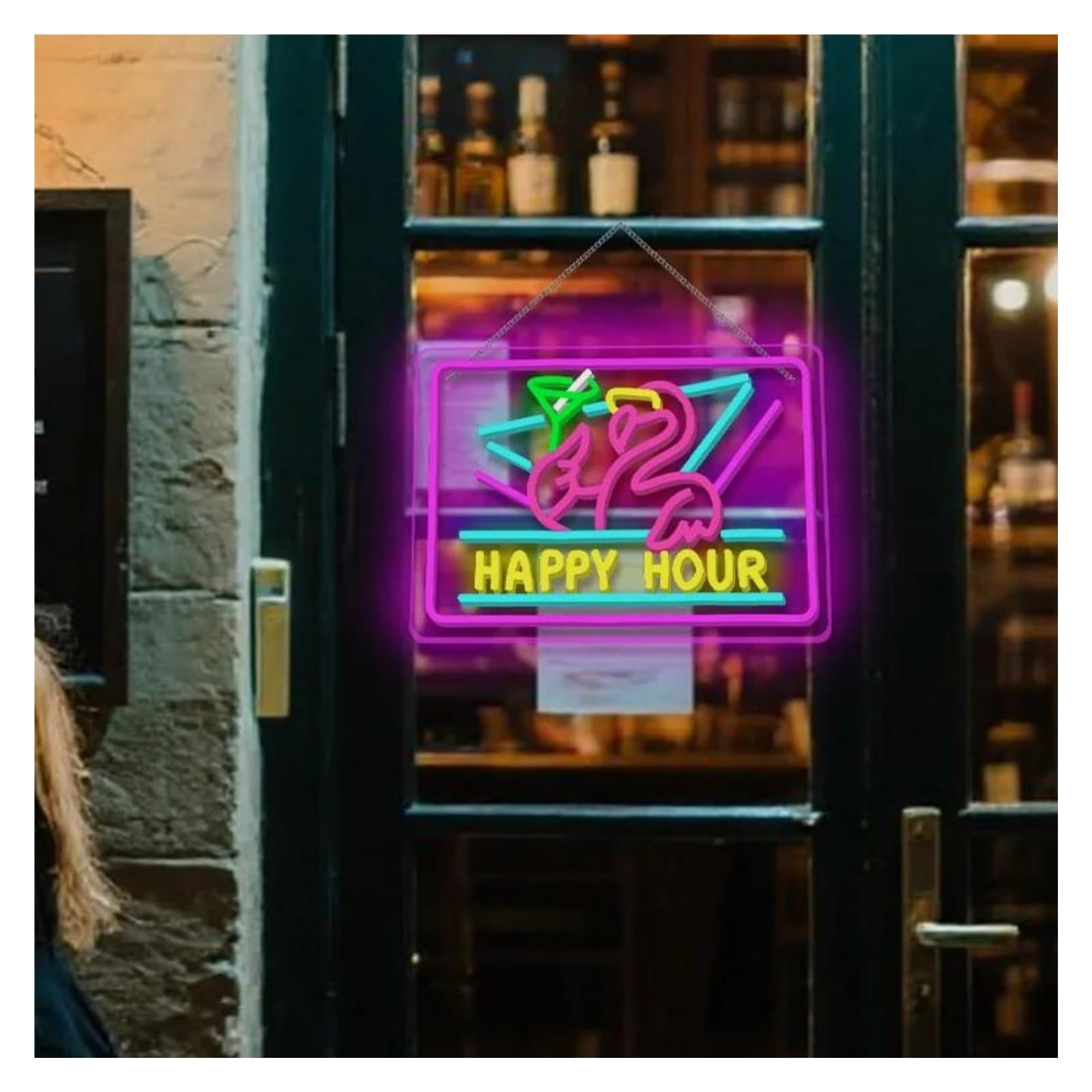 Insegna al Neon Insegna Al Neon Happy Hour A, Luci Al Neon Dimmerabili, Decorazione Da Parete Per Bar, Birra, Spiaggia, Festa, Insegna Luminosa 27cmx38cm