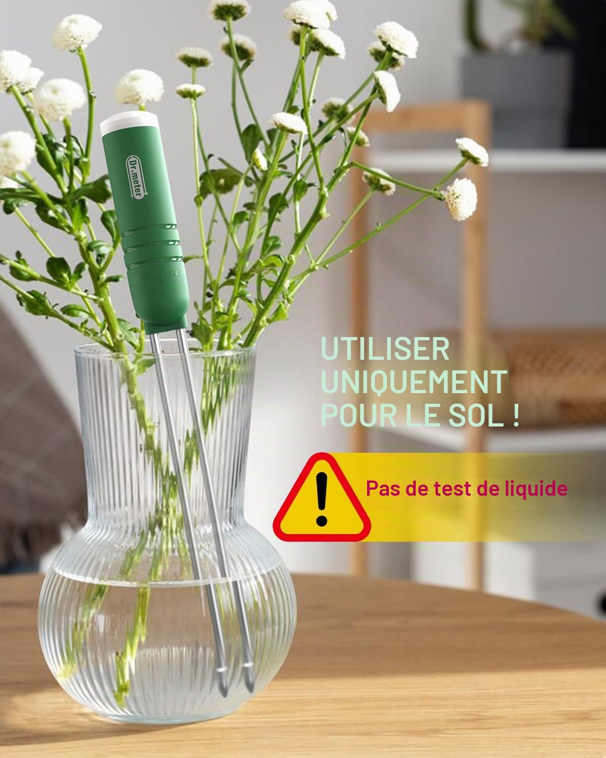 Dr.meter Testeur Humidité Plante, 4 en 1 Hygrometre Plante Testeur de Sol/Température/Lumière/Heure avec écran LCD pour Jardin, Ferme, Plantes à Gazon Intérieur et Extérieur (Batterie Non Incluse)