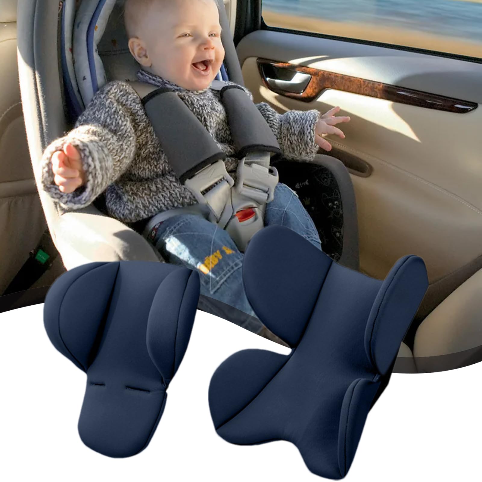 Coussin de siège auto pour bébé - Coussin de poussette - Coussin de siège doux pour la tête et le cou pour soutenir le corps - Coussin de soutien extra doux pour la tête et le corps pour