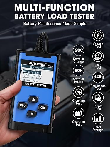 Miniatura 2 de AUTOPHIX BAS100 - Probador de batería de coche de 12 V 24 V 100-2000 CCA probador de carga de batería automotriz en sistemas de carga de arranque