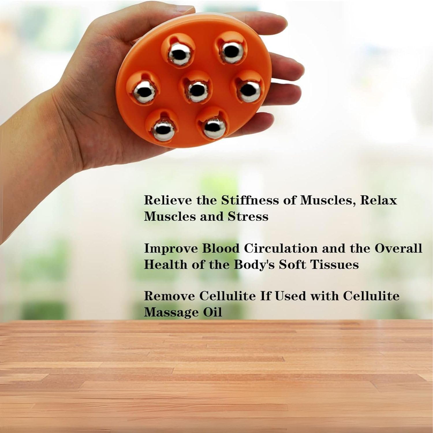 BENCI Hand Roller Massager for Cellulite Massage, Deep Tissue Massage Ball for Back, Neck, Foot, Shoulder, Thighs Pain Relief, 360-degree Metal Roller (Orange - 4 X 4 Inch) BENCI Hand Roller Massager for Cellulite Massage, Deep Tissue Massage Ball for Back, Neck, Foot, Shoulder, Thighs Pain Relief, 360-degree Metal Roller (Orange - 4 X 4 Inch)