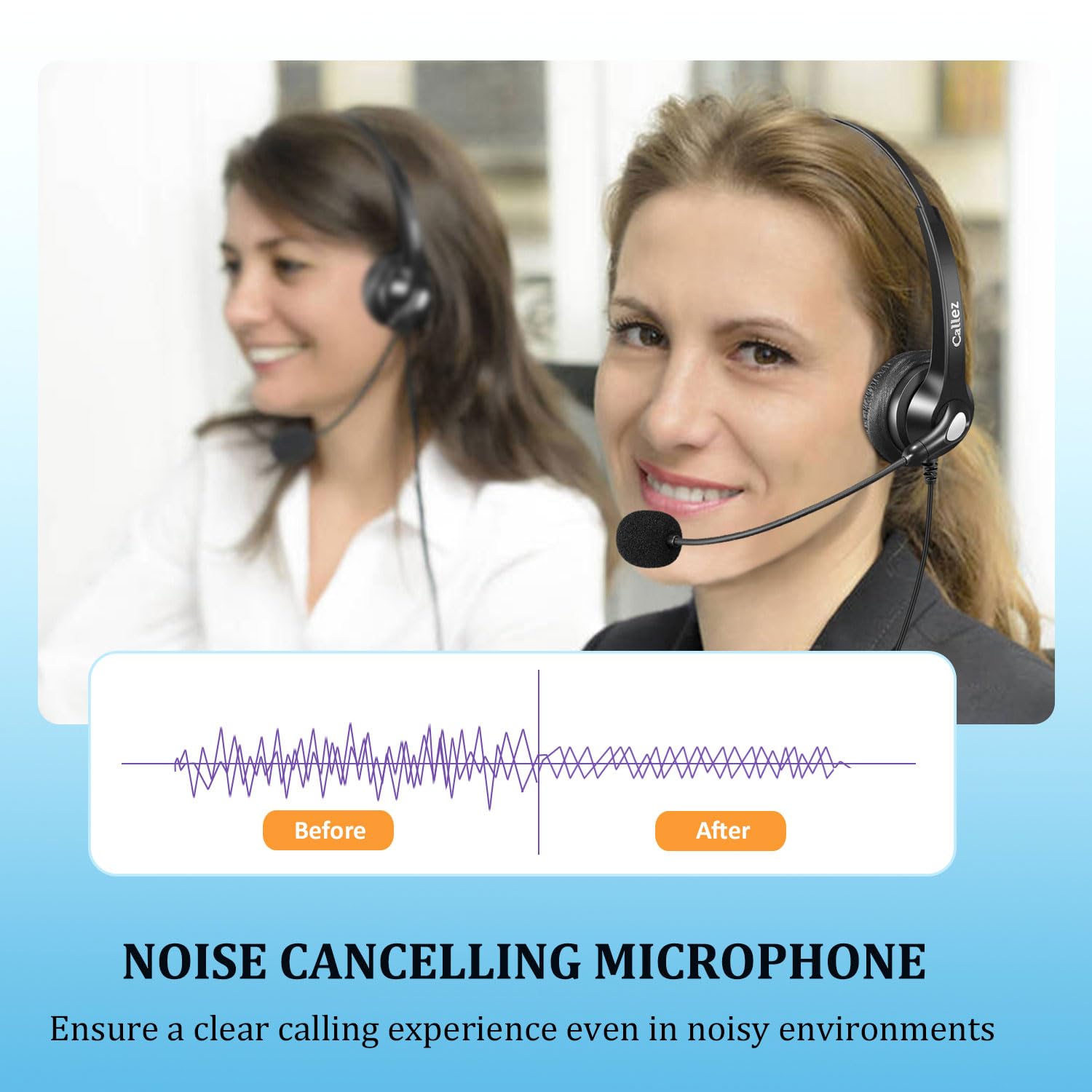 Callez Cuffie Telefono Fisso con Filo con Jack da 2,5mm, Cuffie per Telefono con Microfono a Cancellazione del Rumore per Gigaset Panasonic Cisco SPA Alcatel VTech Polycom Dect Telefono Fisso Cordless