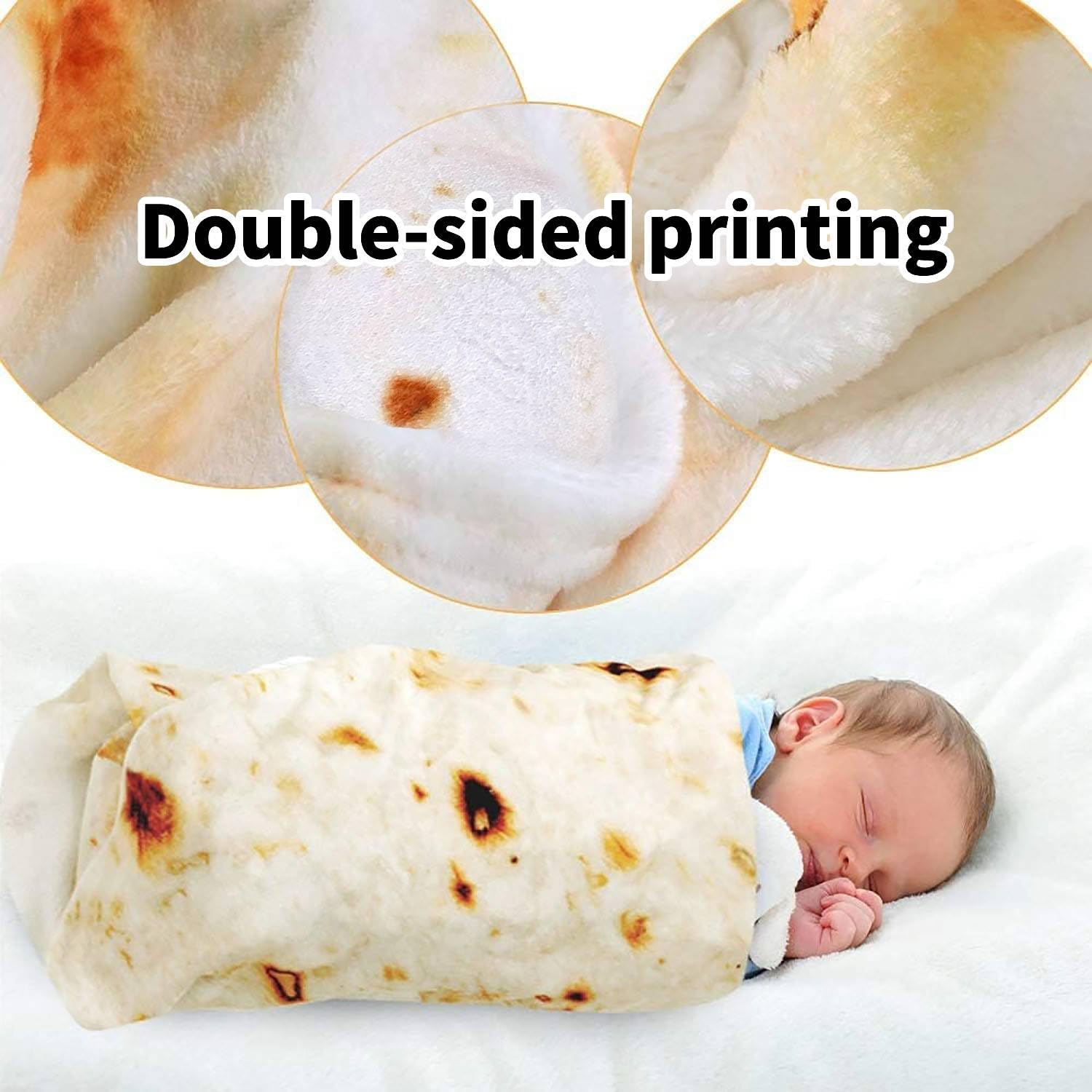 Burrito Tortilla Blanket Baby Stuff Shower White Elephant Gifts for Kids Throw Blankets Wrap Swaddle Toddler Boy Girl Party Novelty Gag Pets Soft Fleece 40in