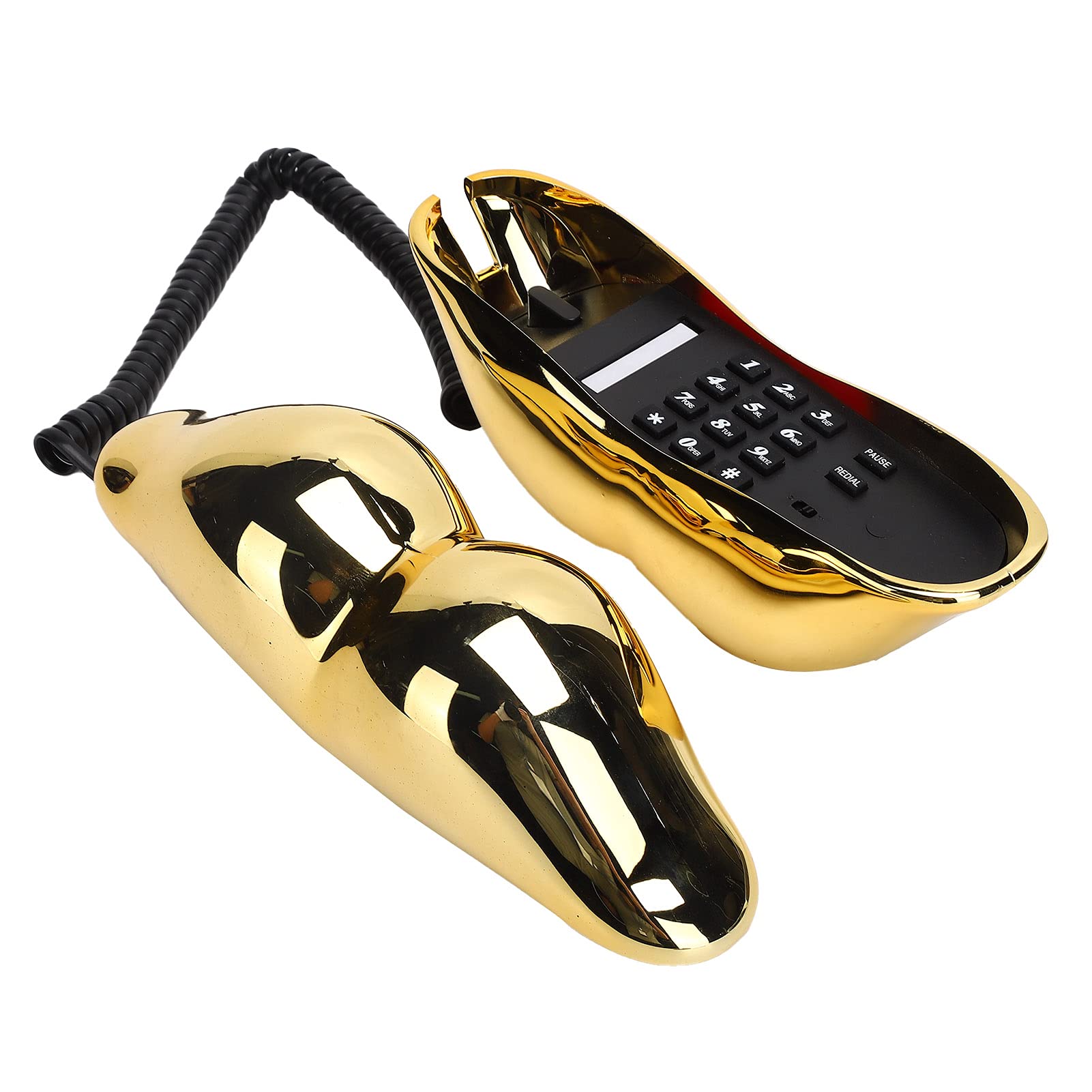 VBESTLIFE Lippenform Telefon, Galvanisieren Goldenes Lippenform Telefon, Festnetz Festnetztelefon Festnetz für Zuhause/Büro/Hotel