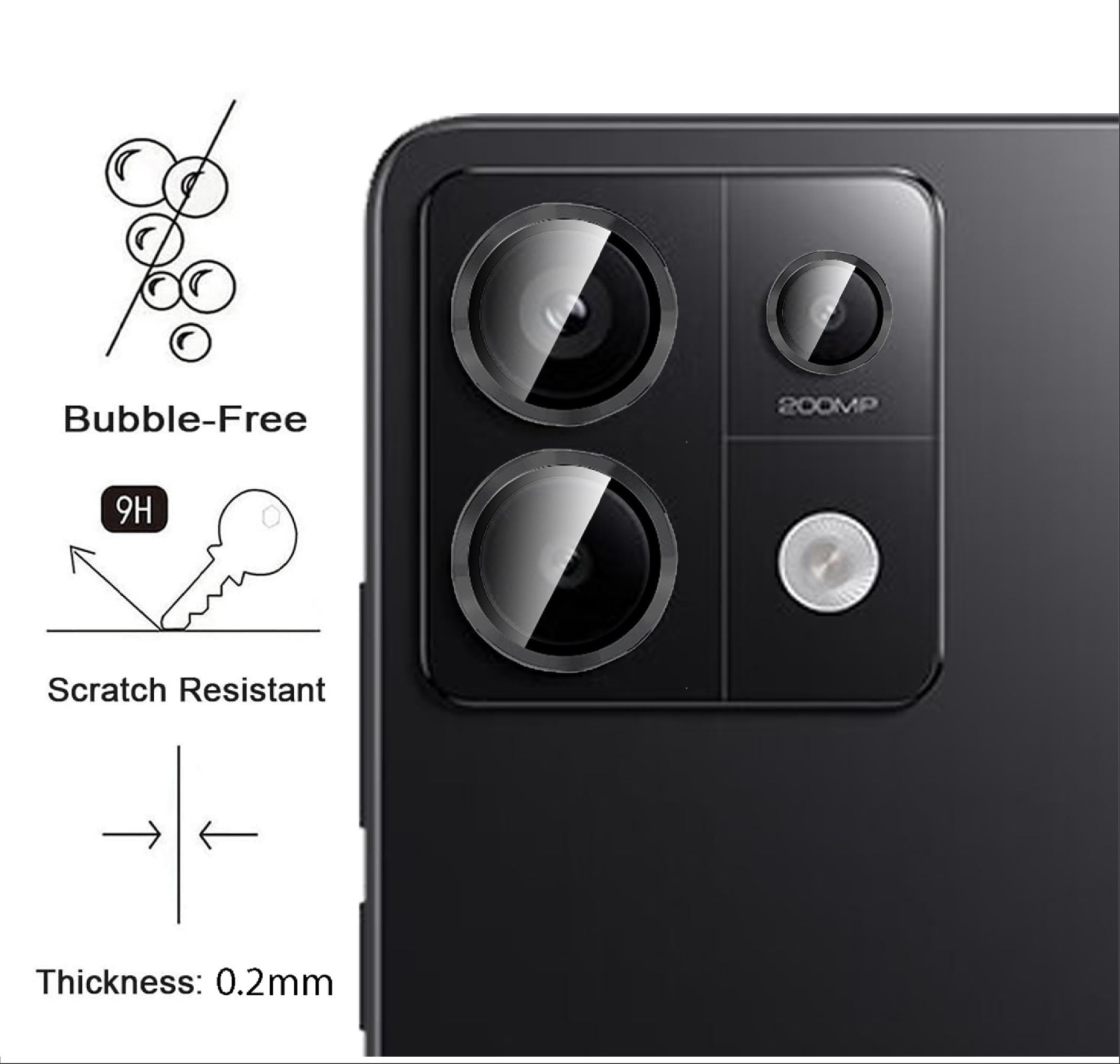 QULLOO Protezione Fotocamera In Metallo Per Xiaomi Redmi Note 13 Pro Plus 5G, Pellicola 9H Anti-graffio E Anti-impronta, Colore Nero - 2
