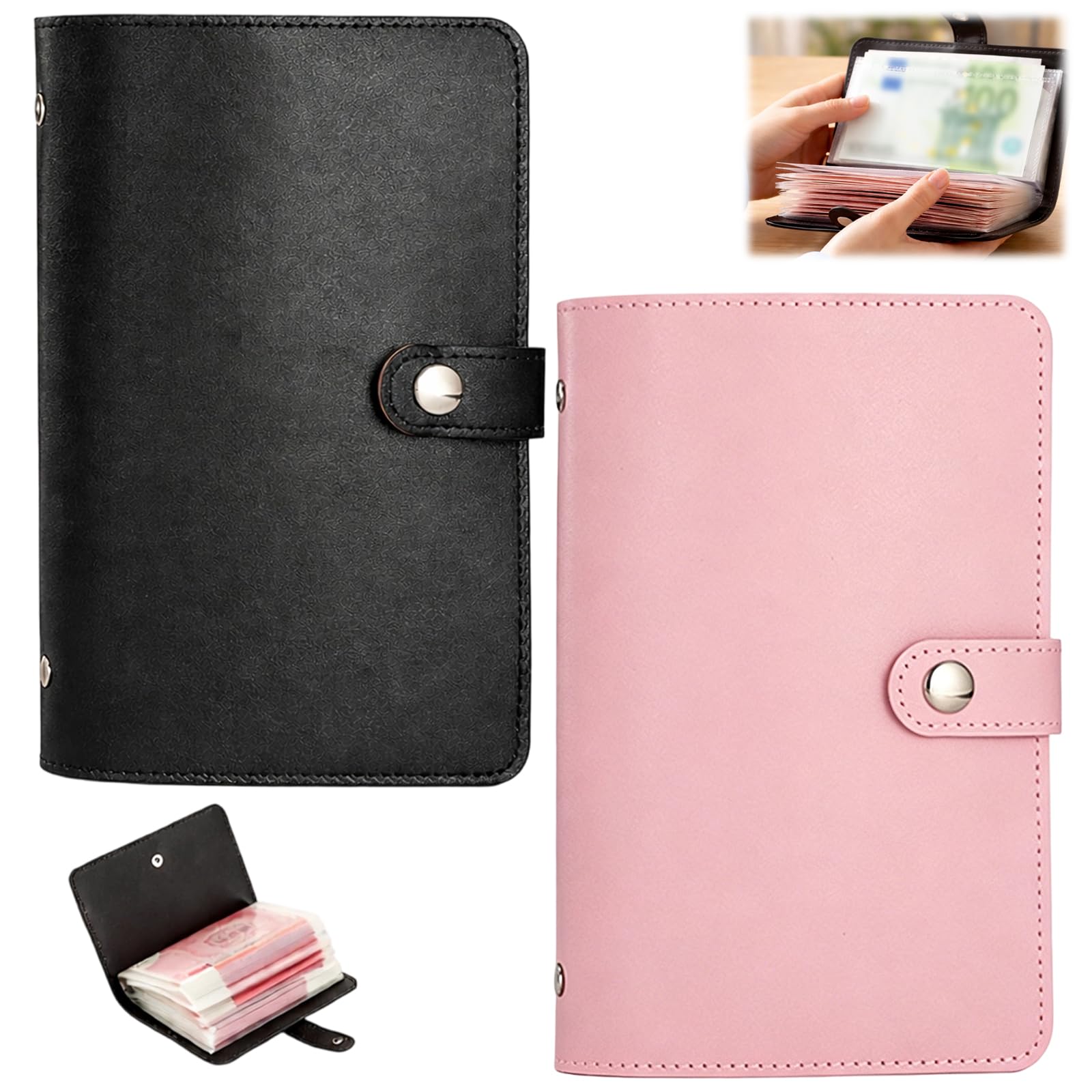 2PCS Money Saving Wallet, Money Wallets for Saving, Money Notebook & Binder, Portable Budget Management with 50 Pages with 100 Envelopes Saving