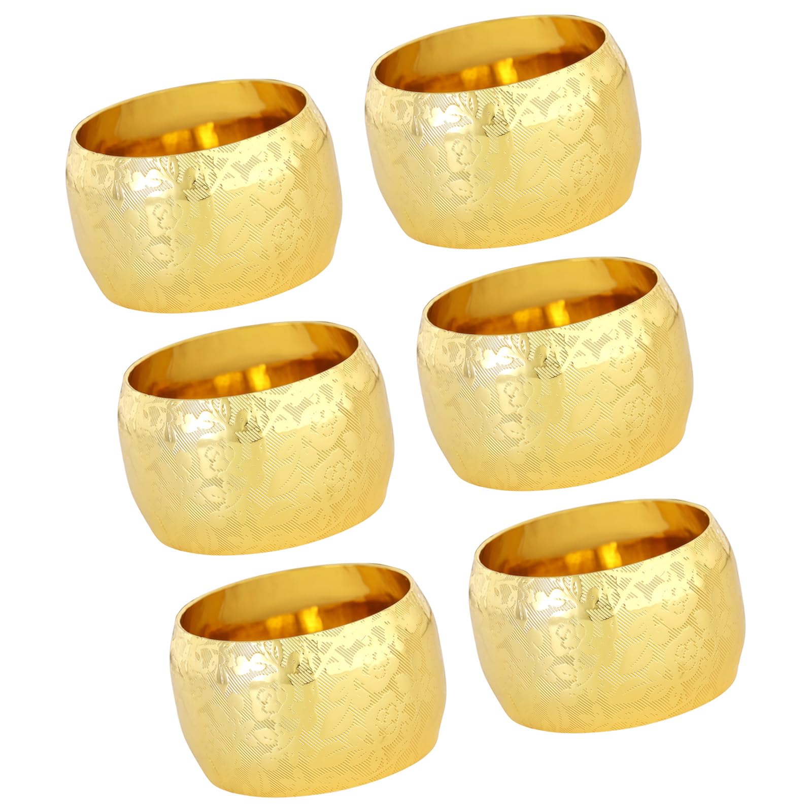 Of 6 Modern Raised Floral Pattern Napkin Clip Metal Serviette Rings for Weddings Parties and Everyday Use Creative Napkin Holders