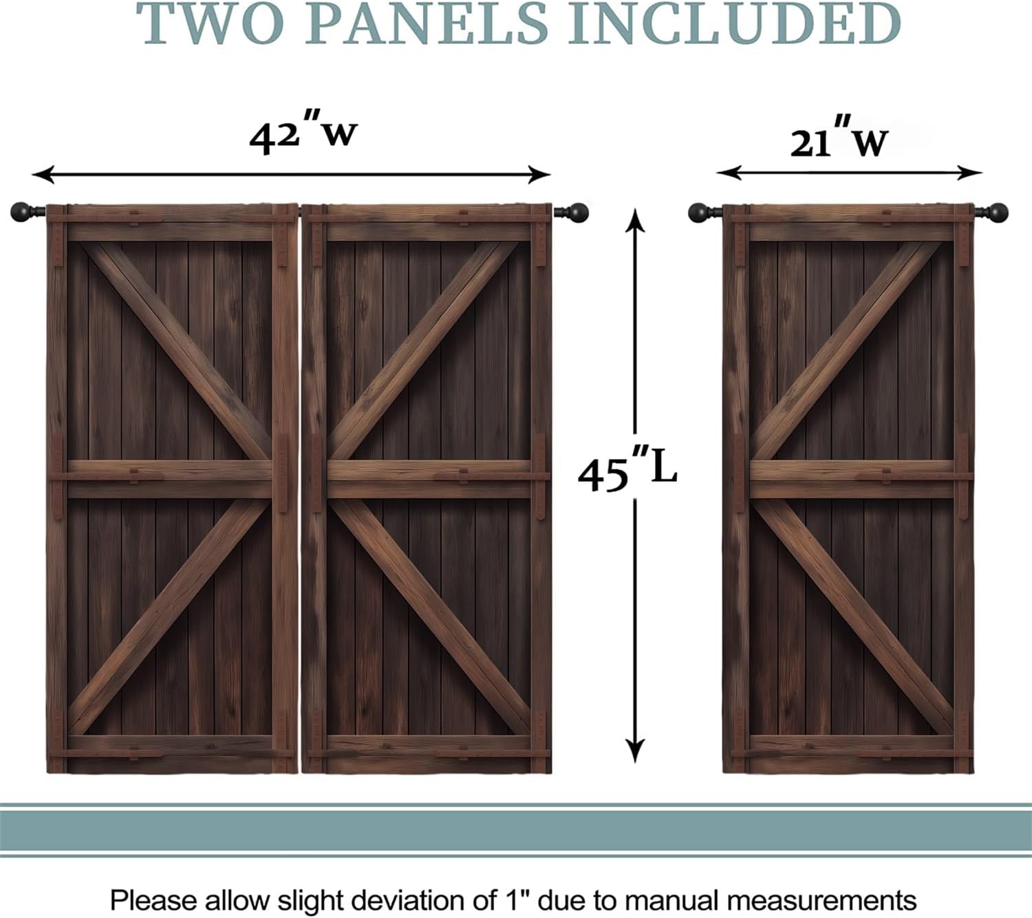 Farmhouse Barn Wood Door Boy Girls Blackout Curtains,Rustic Farm Vintage Farmhouse Door Fashion Style, 2 Panel Rod Pocket Thermal Insulated Drapes for Bedroom, Living, Kids Teen Room Deco 42x45 inch