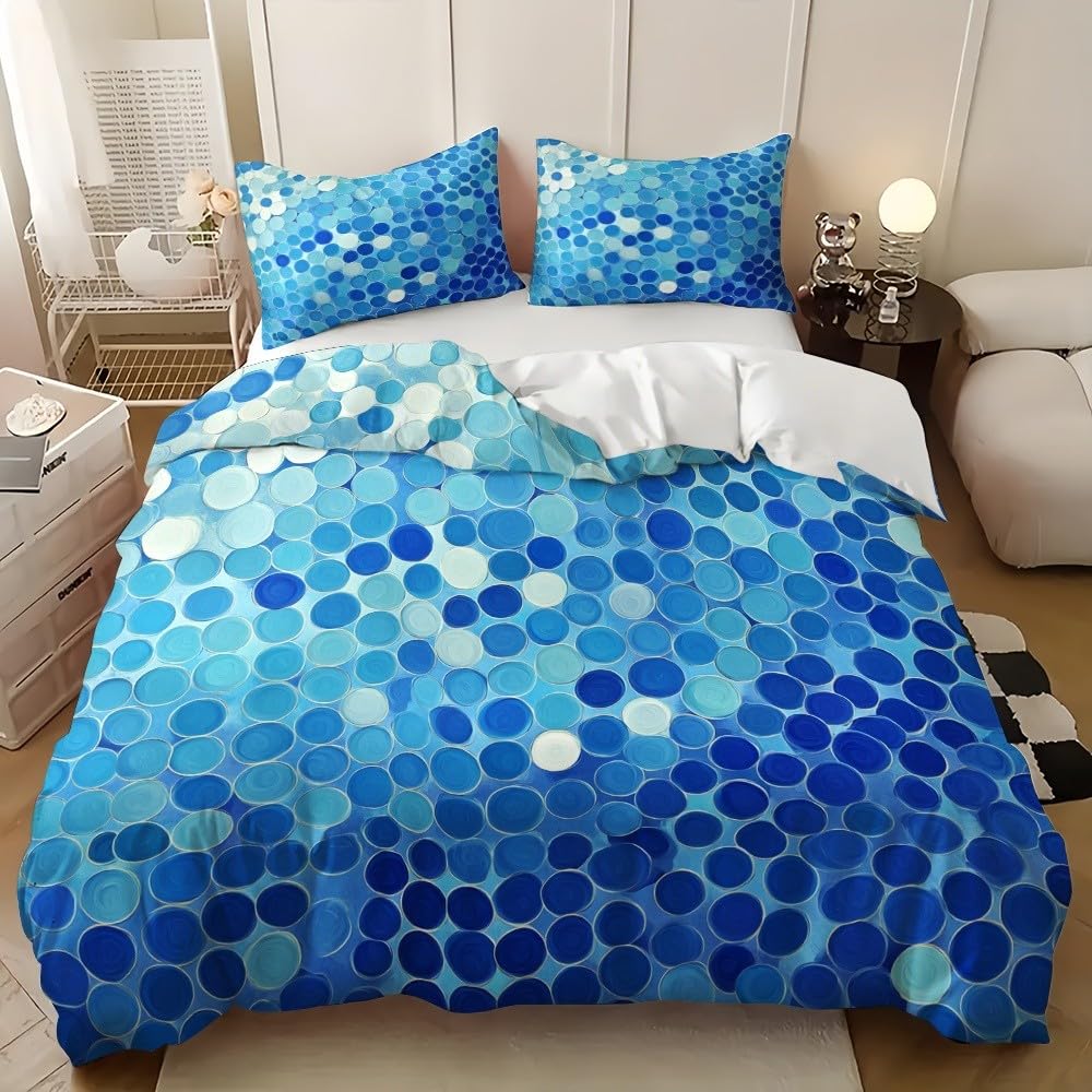 Housse de couette bleu à motifs 3D pour une chambre d'enfant ou d'adulte cosy