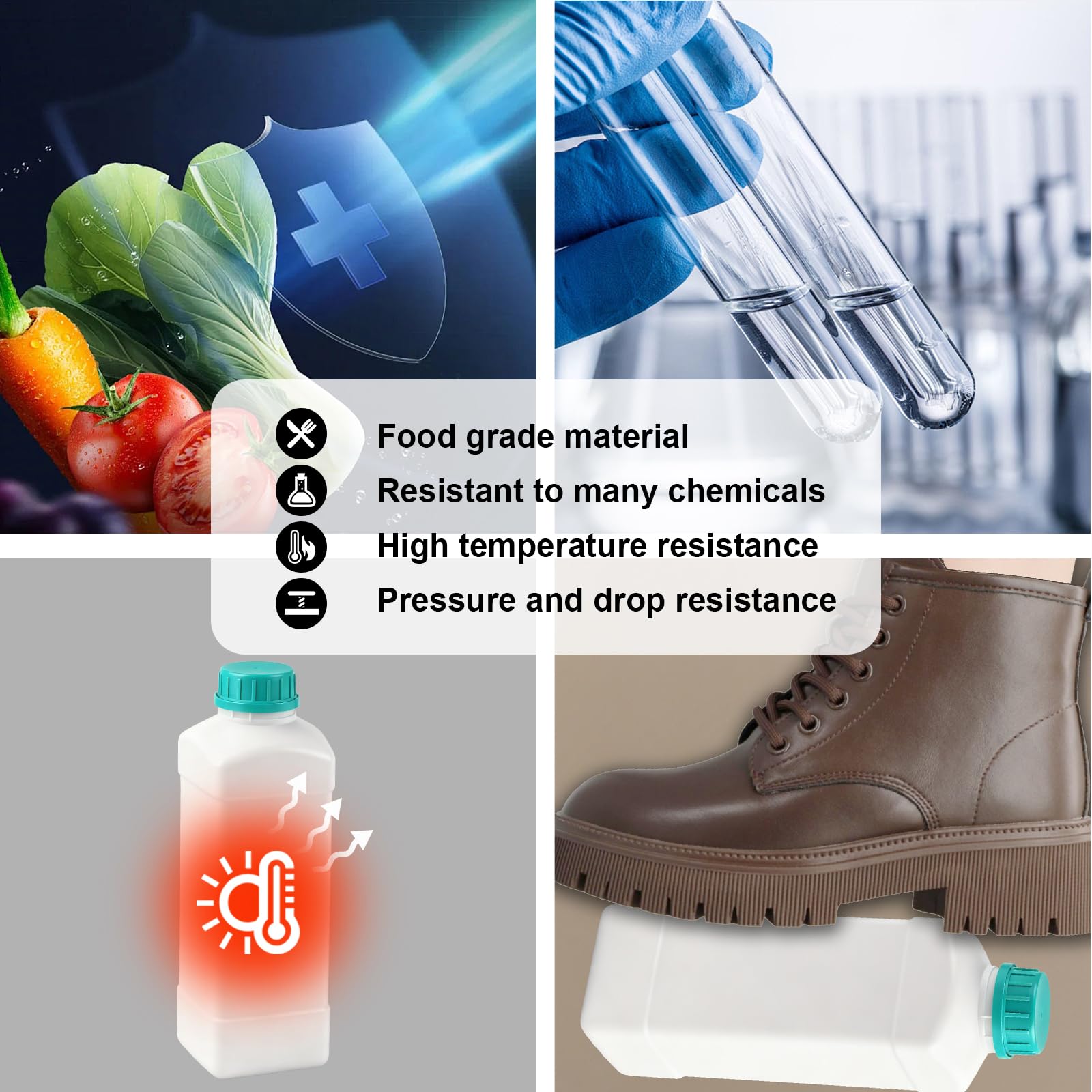 2 x 1000 ml pieczęć świetlna butelki do przechowywania chemii białe