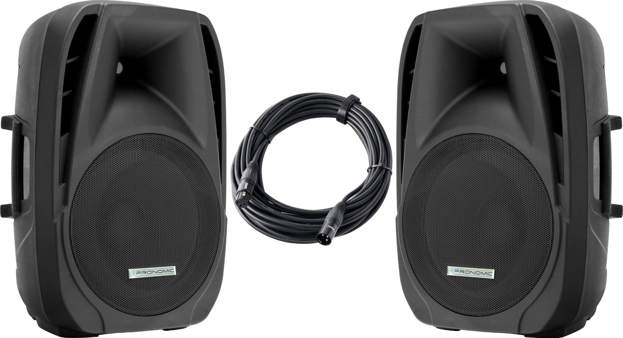 Pronomic PH15A Bühnen- und Konzertlautsprecher Paar, Aktiv PA-Lautsprecher, Mobile PA-Box inkl. XLR-Kabel, (USB/SD/Bluetooth MP3-Player, 200 W RMS / 350 W Peak, 15" Woofer, 1,35" Hochtontreiber) Set