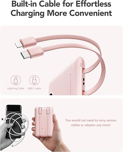 Miniatura 4 de Mini cargador portátil con cables incorporados 22.5 W carga rápida cargador USB-C batería pequeña 10000mAh batería delgada esencial de viaje para