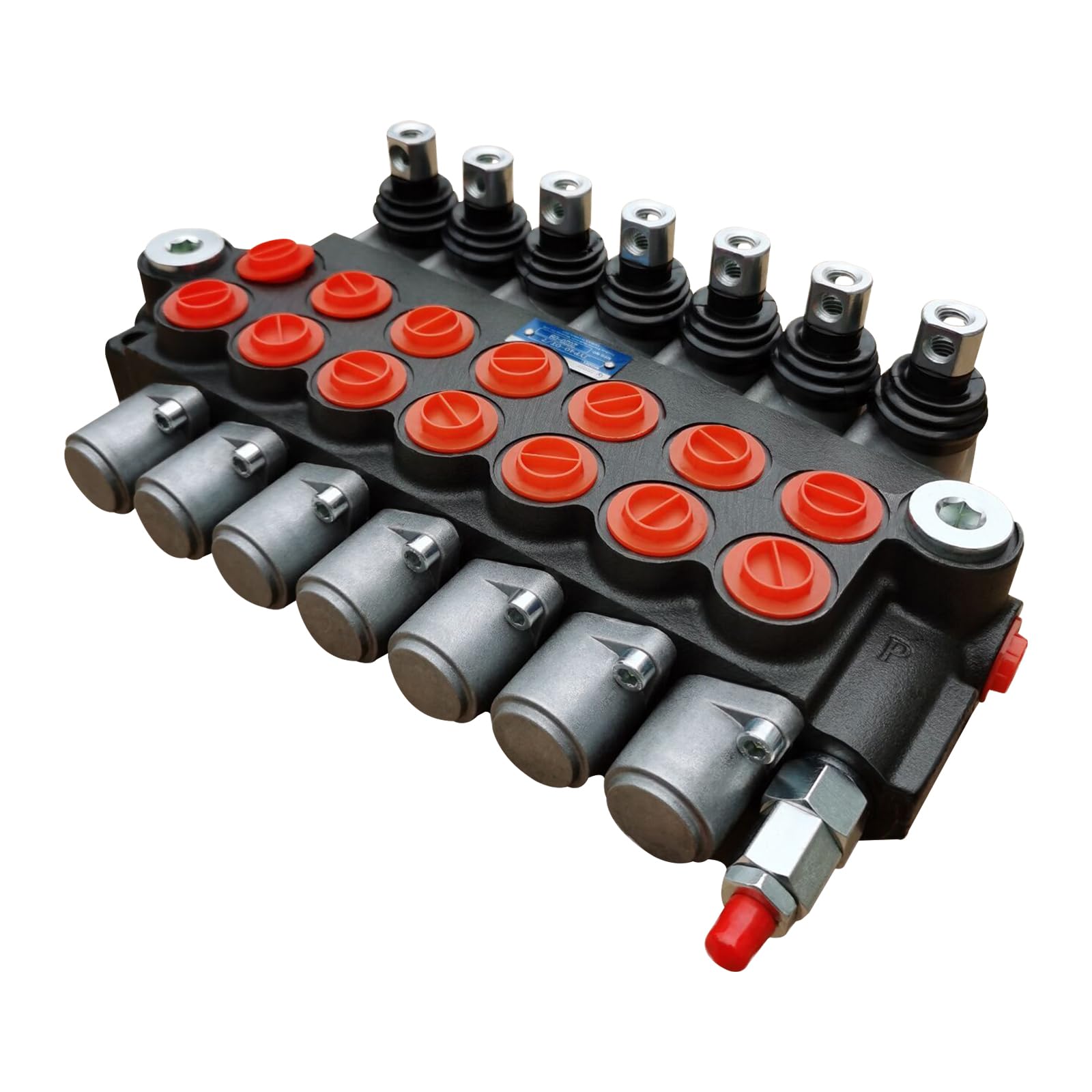 Válvula de control hidráulico de 7 spoles, válvula hidráulica de 13 GPM con válvula de alivio de presión ajustable, bloque de control de 31,5 MPa para tractor, excavadora, divisor de madera, sistema