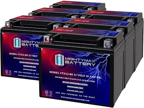 Mighty Max Battery YTX12-BS - Batería de repuesto de 12 V y 10 Ah compatible con Triumph Scrambler, Bonneville 06-07, paquete de 6