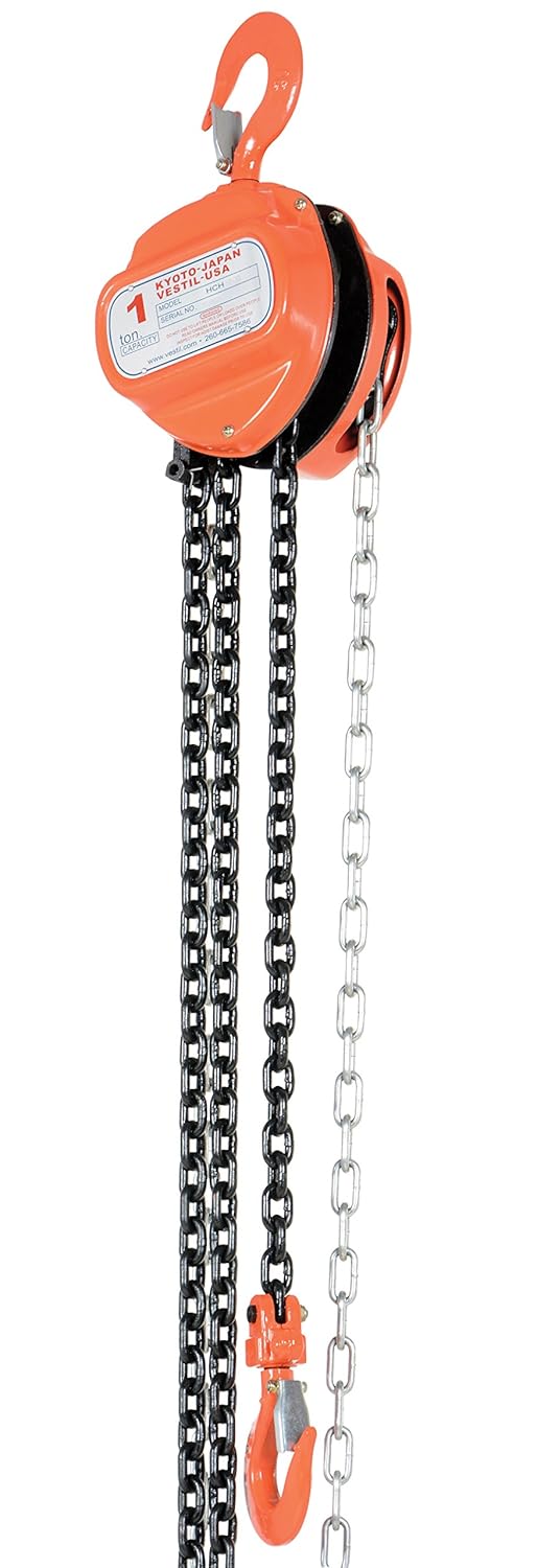 Vestil HCH-2-15 Steel Manual Chain Hoist 15 Ft. Lift 2,000 Lb. Capacity Orange