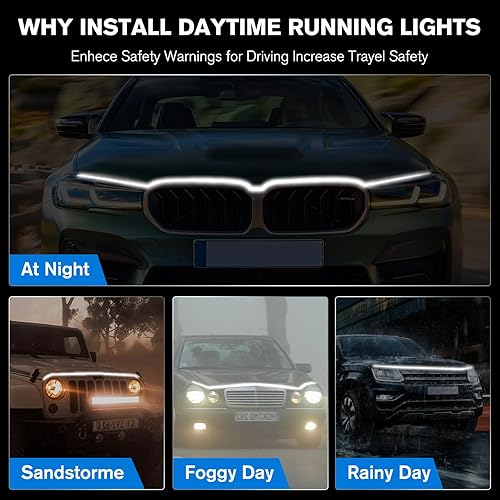 Miniatura 3 de Tira de luz LED para capó de automóvil de 70 pulgadas, tira de luz exterior flexible para capó diurna, luces LED para interiores, escaneo de