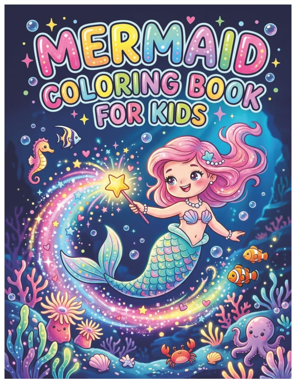 Mermaid Coloring Book for Kids: Fun & Imaginative Underwater Coloring pages Featuring Cute Mermaids, Sea Animals, Oceans, Shells, Dolphins and Magical Adventures for Children