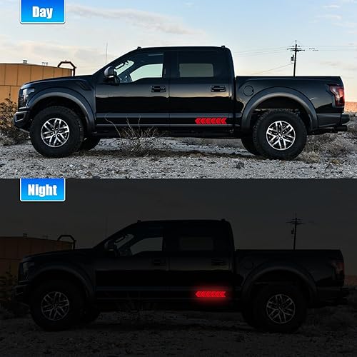 Miniatura 5 de Paquete de 12 calcomanías reflectantes fuertes, 1.57 x 1.77 pulgadas, calcomanías de flecha de advertencia de seguridad nocturna para automóvil,