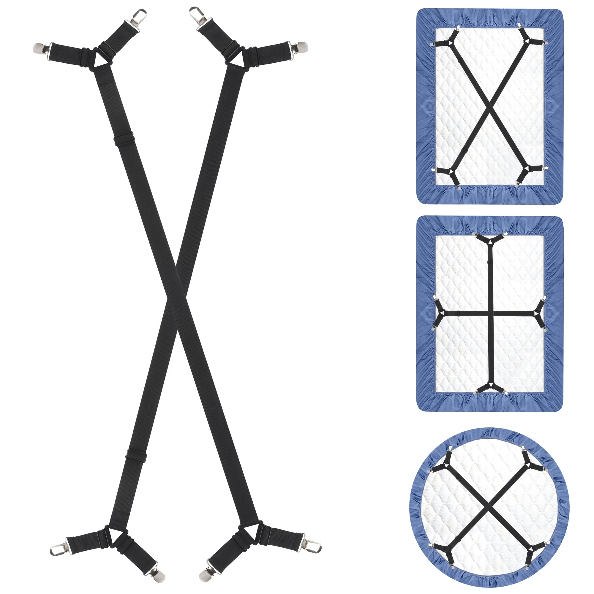 Bed Sheet Clips For Bedding, Black, 27.6-110.2in x 8-16in