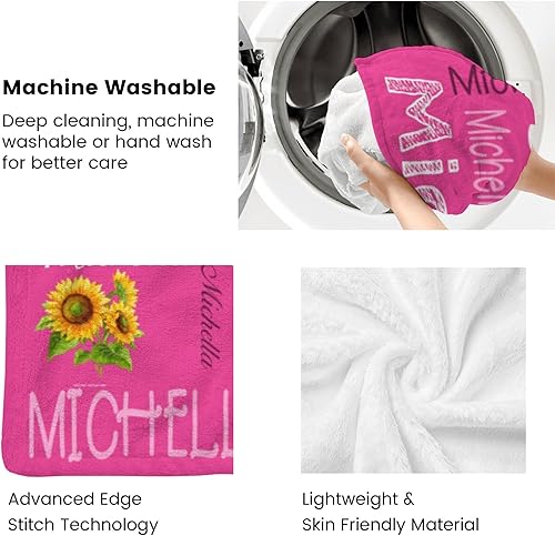 Miniatura 7 de Manta personalizada para niños, manta personalizada con nombre, mantas de girasol para mujeres, manta personalizada para adultos, regalos de girasol