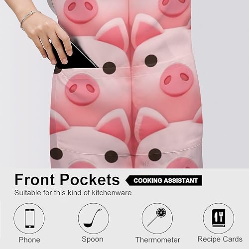 Miniatura 5 de Delantal de cocina con bolsillo para mujer, divertido babero resistente a las manchas para hornear manualidades limpieza