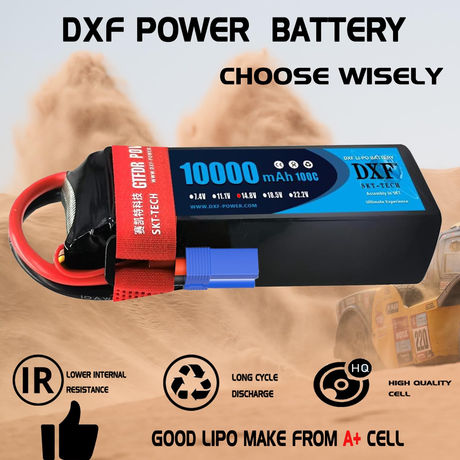 DXF 4S Lipo akumulator 14.8V 100C RC akumulator 10000 mAh z wtyczką EC5 do RC Car RC Ciężarówka RC, samochód ciężarowy, Truggy RC Hobby