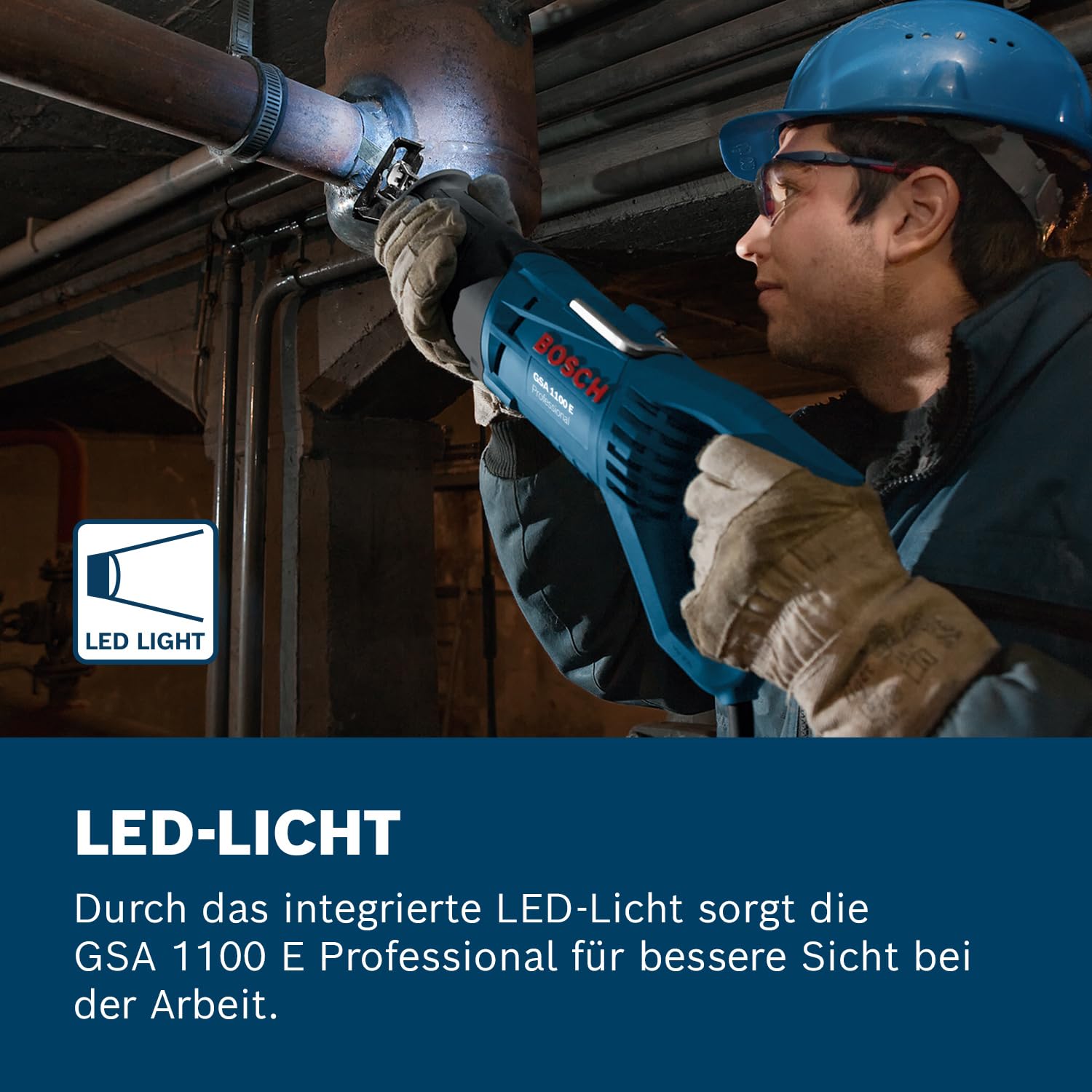 Bosch Professional Säbelsäge GSA 1100 E (1.100 Watt, inkl. 1 x Säbelsägeblatt S 2345 X für Holz, 1x Säbelsägeblatt S 123 XF für Metall, im Koffer), 060164C800