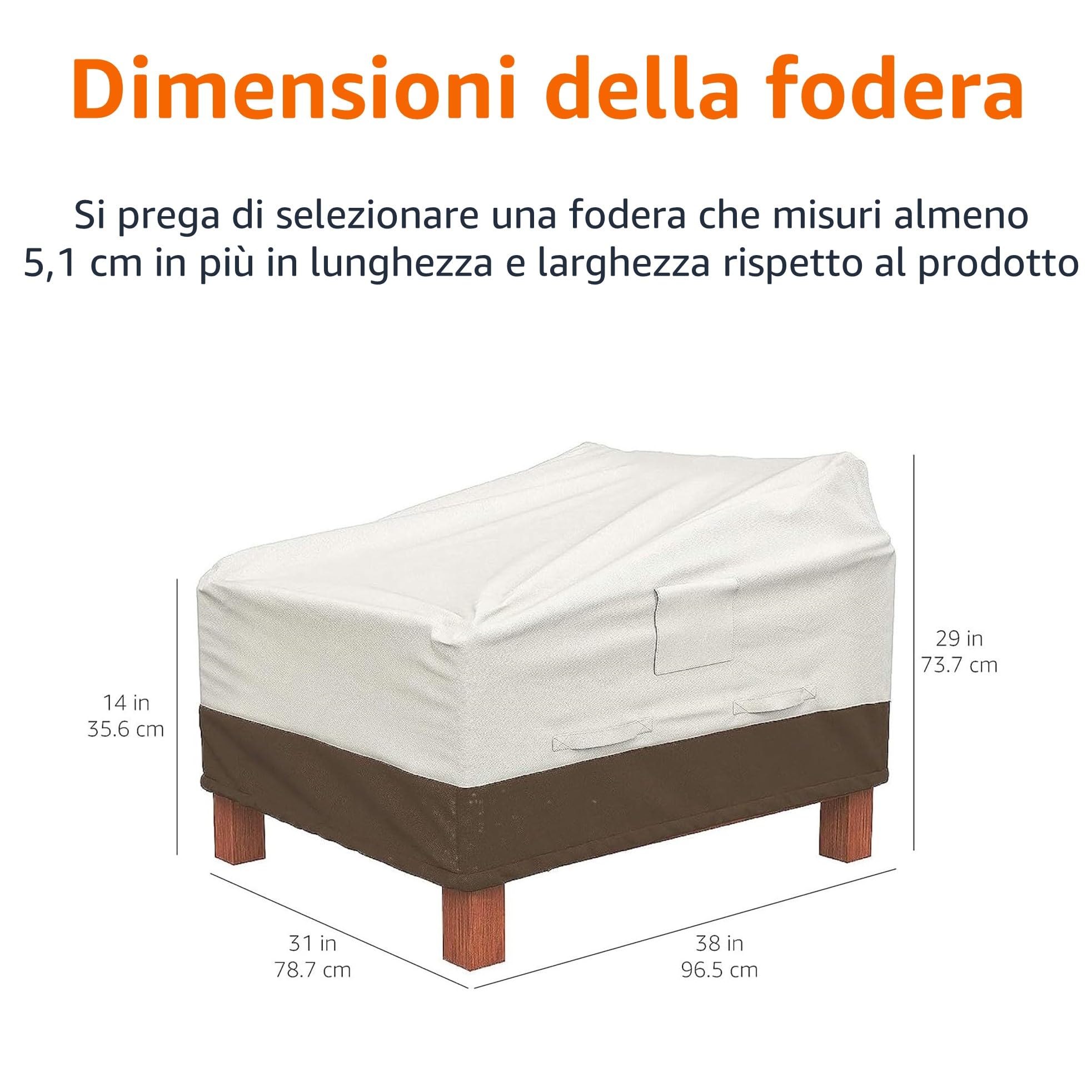 Amazon Basics Telo di copertura sagomato per poltrona lounge 1 Posti Set di 2 Beige Marrone Chiaro