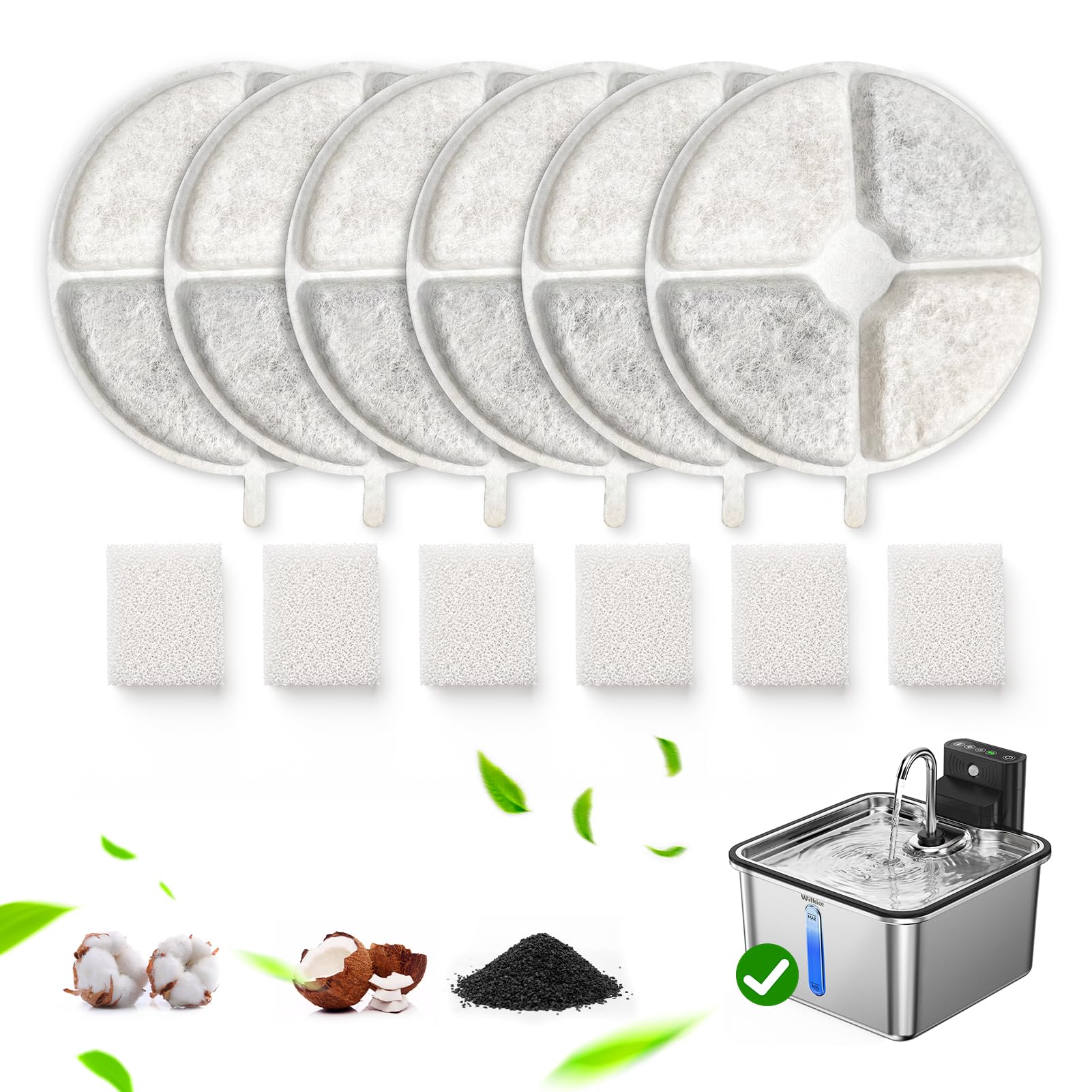 6 Pack Filters Replacement Filter for FS30 Cat Fountain, 6 Layer Filter