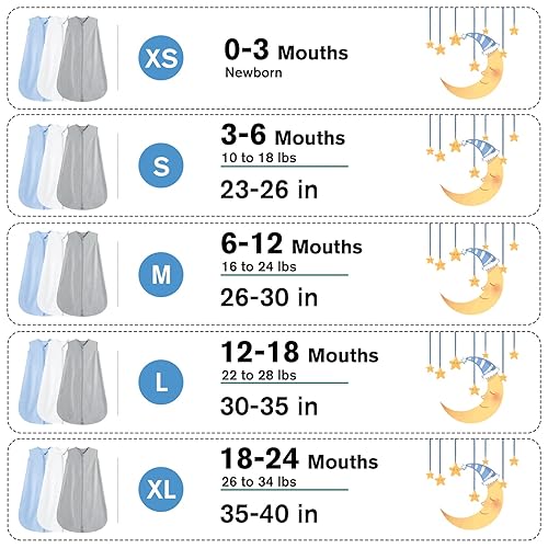 Miniatura 5 de BSTOPPT Paquete de 3 sacos de dormir para bebé de 3 a 6 meses, 100% algodón de rayón para bebé, con cremallera de 2 vías, cómodas y elásticas