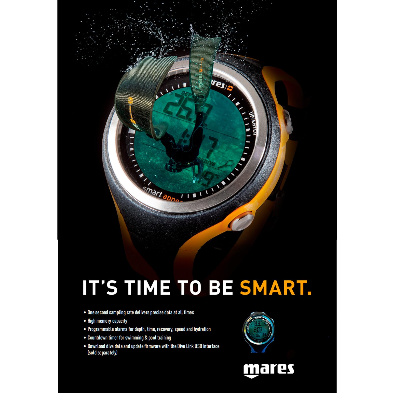 Mares Smart Apnea, Computer per Apneisti, Adulto, Nero/Blu