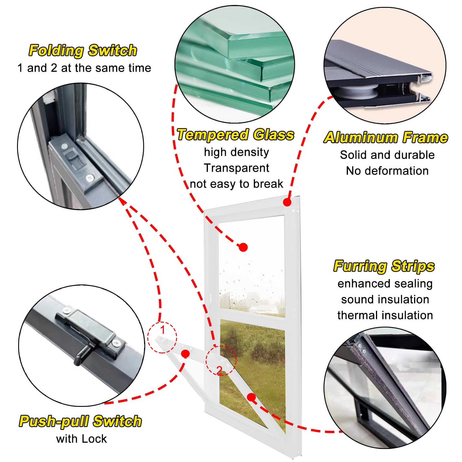 Aluminum Storm Window 31x12 Inch Aluminum Shed Window With Tempered Glass \u0026  Screen - Mobile Home Replacement Storm Window Tempered Glass Sliding Window, image size:1600x1600