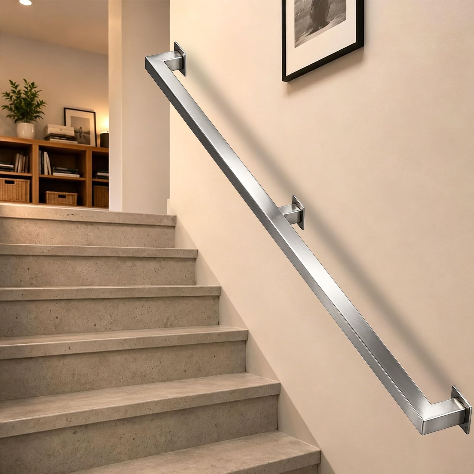 Sxbhdm One Color Modern Stair Banister Handrail Stainless Steel Staircase Balusters Rail, Grab Rail Wall Support Rod Stair Railings For Home Garden Corridor, Lofts Decking(14Ft/420Cm)
