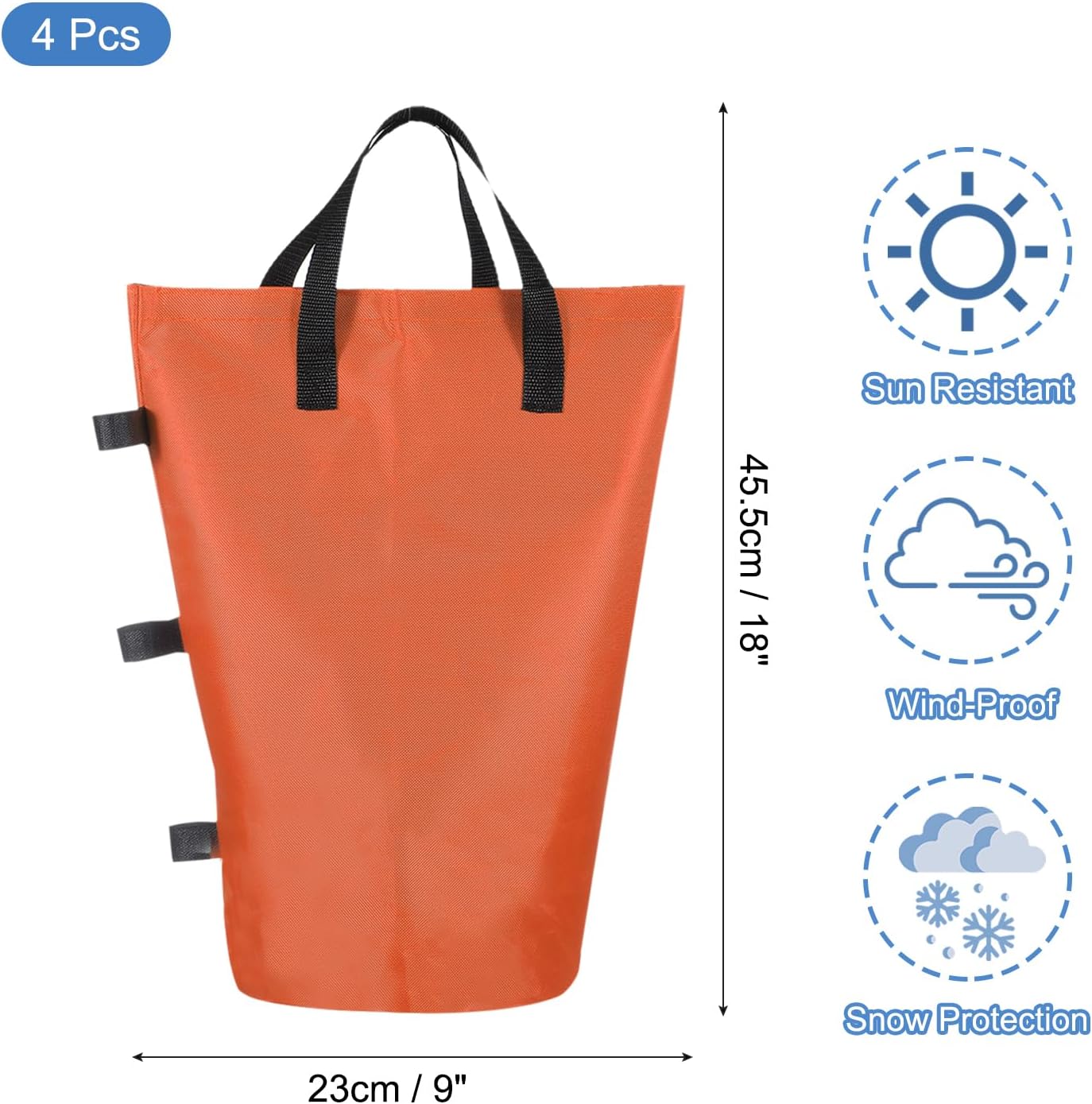 PATIKIL Canopy Weight Sand Bags, 4 Pack 112 Lbs Total Extra Large Weights Bags Waterproof Tent Leg Weights Sandbags for Outdoor Canopy Tent Sun Shelter Patio Ladder Orange (18x9")