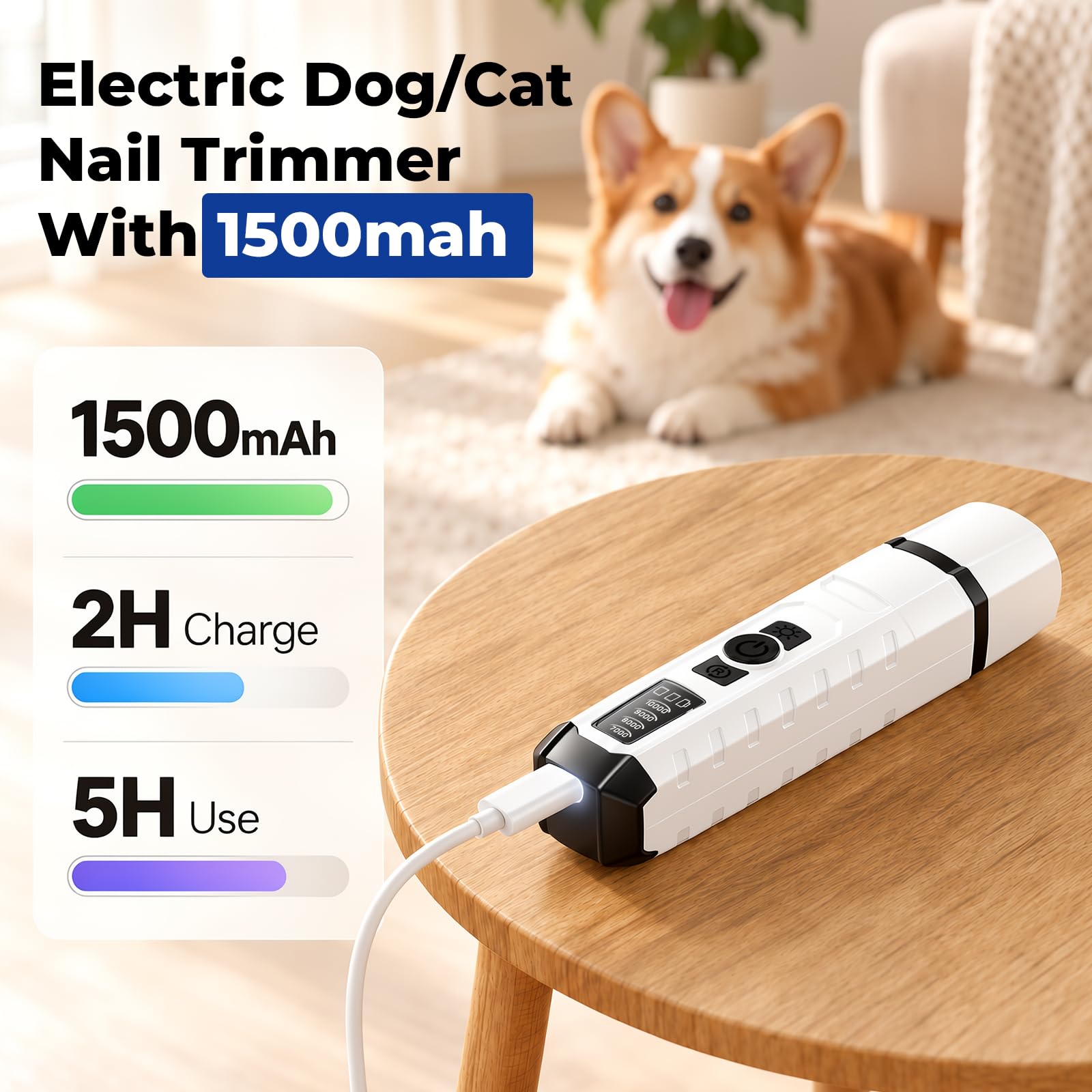 Smerigliatrice per unghie ultra silenziosa per cani e gatti sensibili