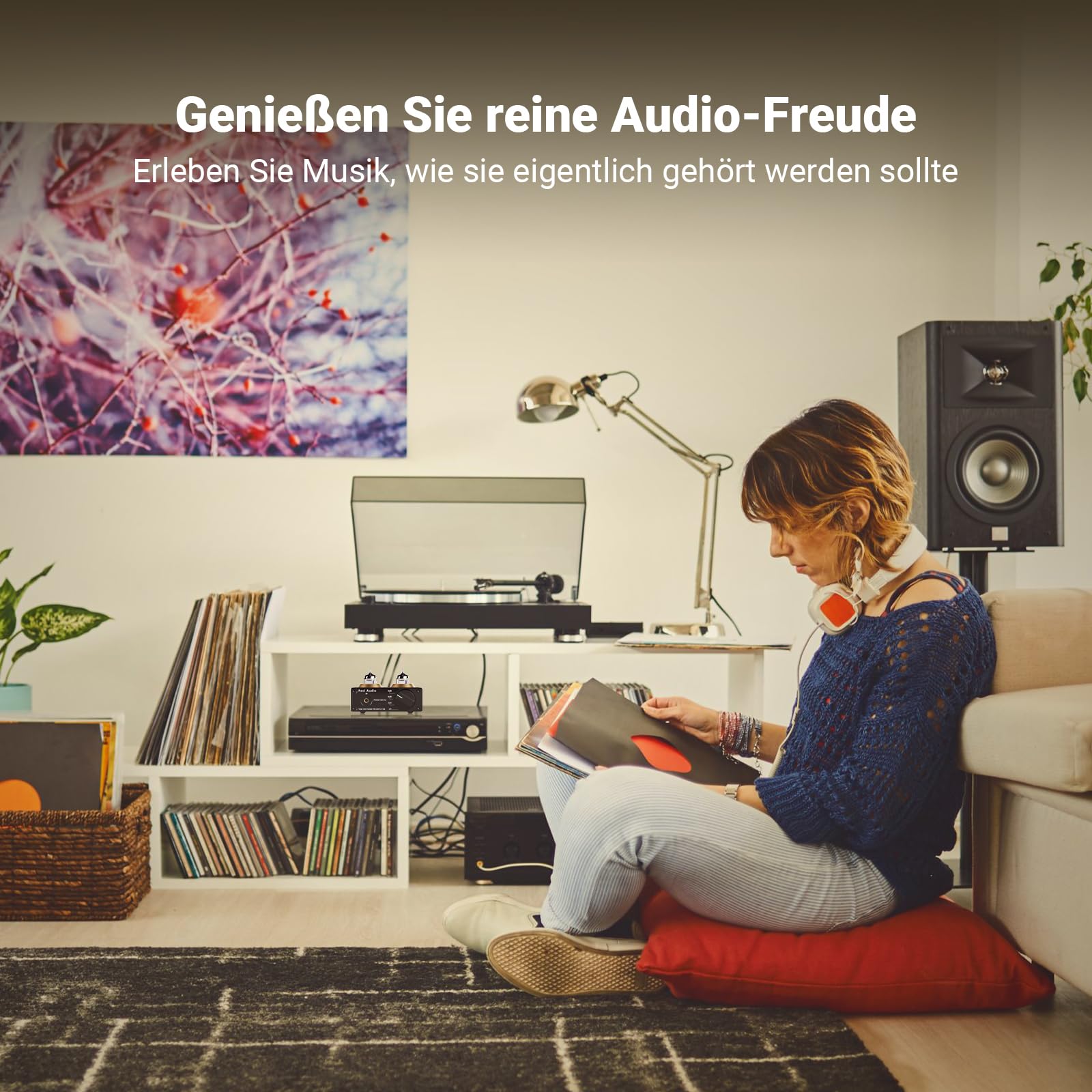 Fosi Audio Box X2 Phono Vorverstärker für MM Plattenspieler, Stereo Röhrenvorverstärker HiFi Mini Vakuum Vorverstärker mit Gain-Regelung, inkl. 12V DC Netzteil