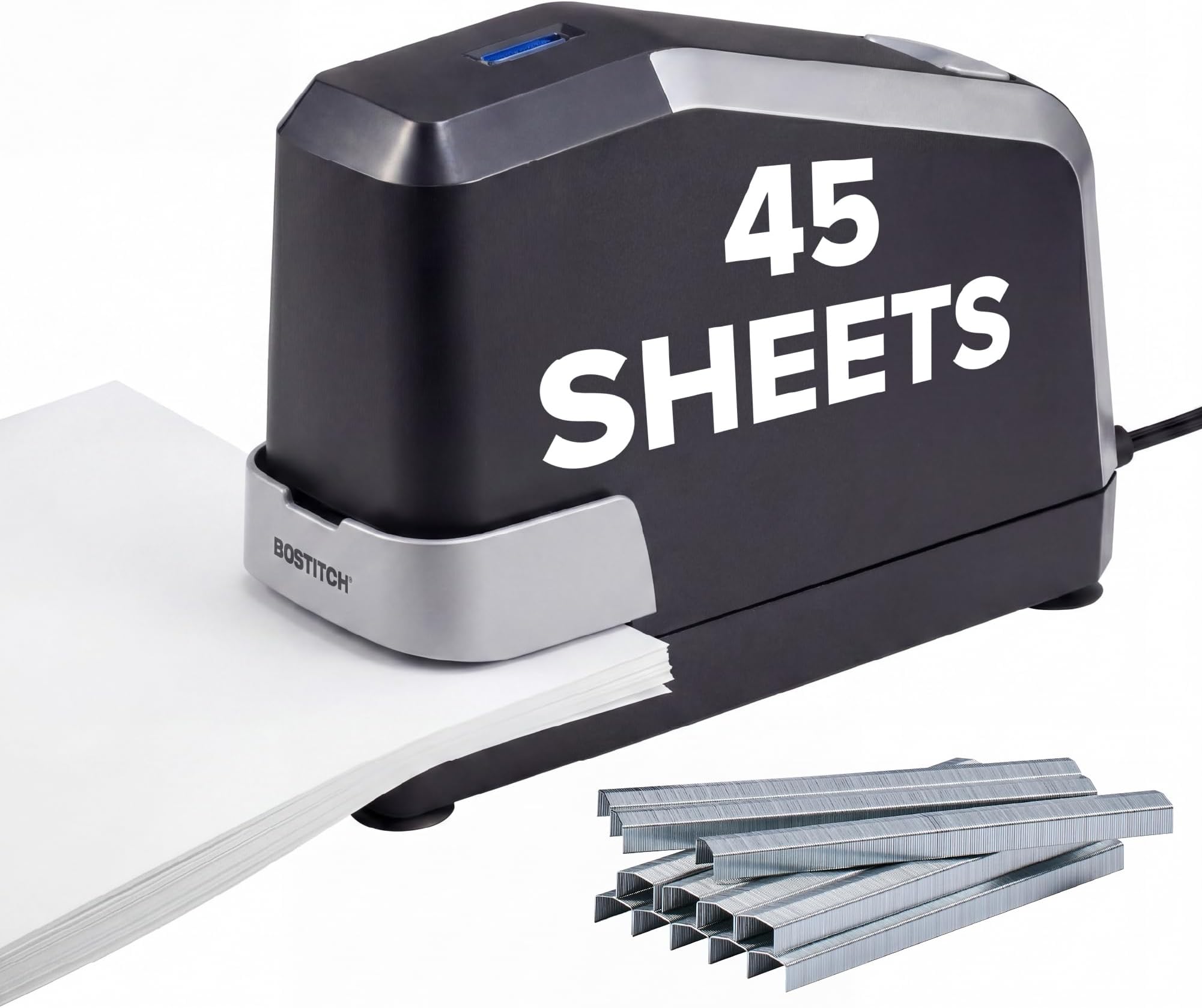 Office Impulse Heavy Duty Electric Stapler Value Pack, 45 Sheet Capacity, Includes 5,000 Staples & Staple Remover, No-Jam, Faster Stapling, Black
