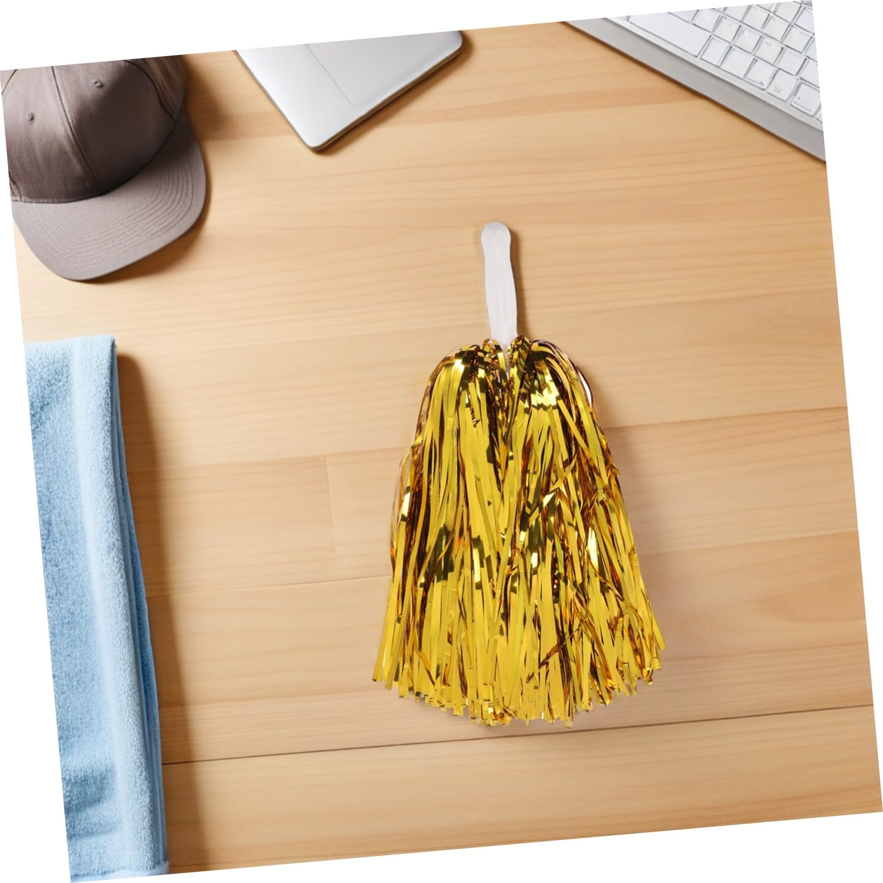UPKOCH Pompons de Pom-Pom Girl Métalliques avec Poignée 24 Pièces