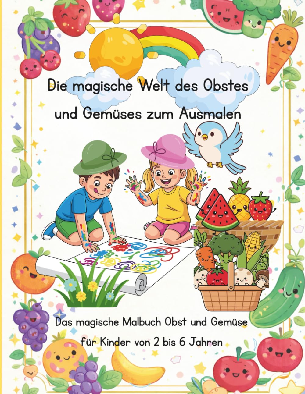 Die magische Welt des Obstes und Gemüses zum Ausmalen: Das magische Malbuch Obst und Gemüse für Kinder von 2 bis 6 Jahren
