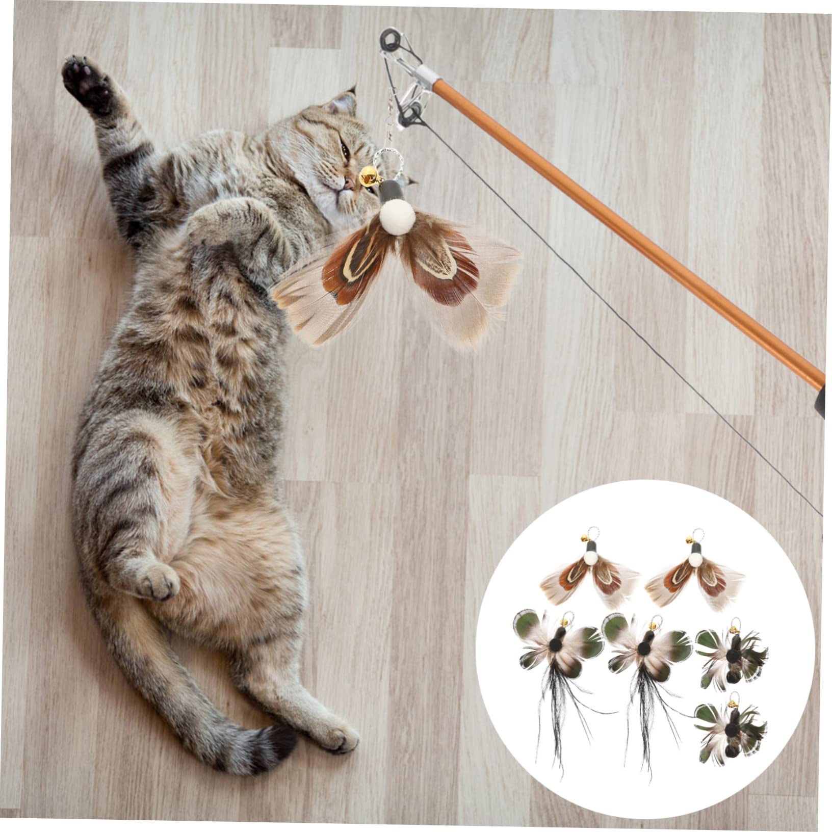POPETPOP 18stücke Katzenspielzeug Ersatzköpfe Interaktive Katzenangel Mit Realistischen Insekten Und Federn Für Neugierige Katzen Und Stundenlangen Spielspaß