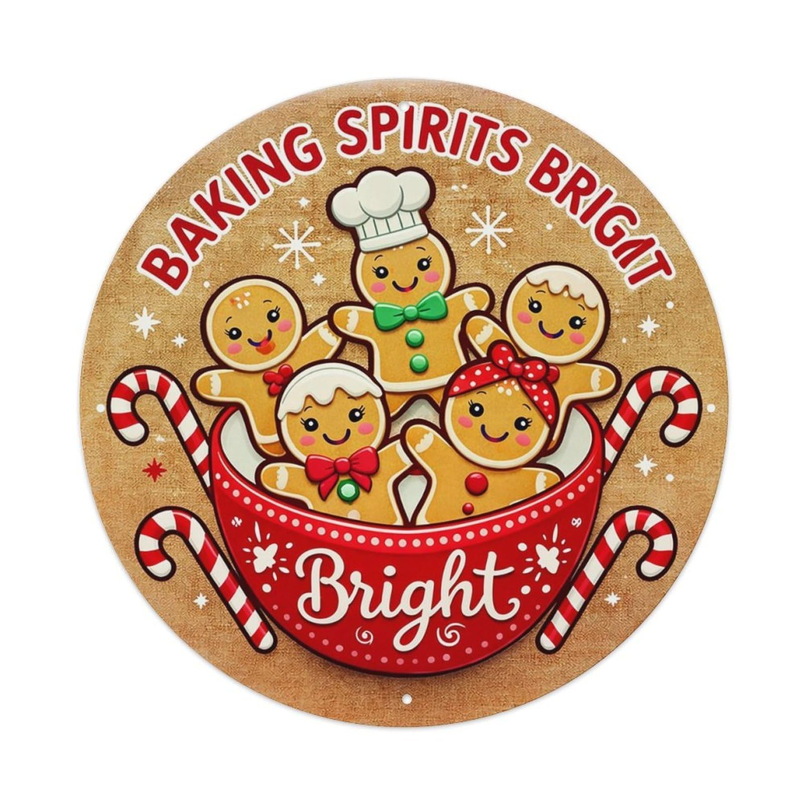 Baking Spirits Bright Gingerbread Metal Tin Sign Plaque