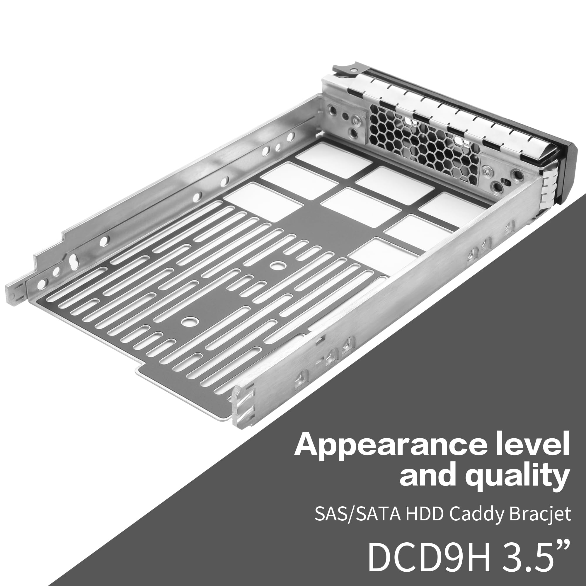 YAODHAOD F238F 3,5" SAS SATA Disco Duro Tray Caddy para servidores en rack Dell R720 R520 R420 R710 R510 R410 Torre Servidor T620 T420 T710 T610 T410 Negro Metal