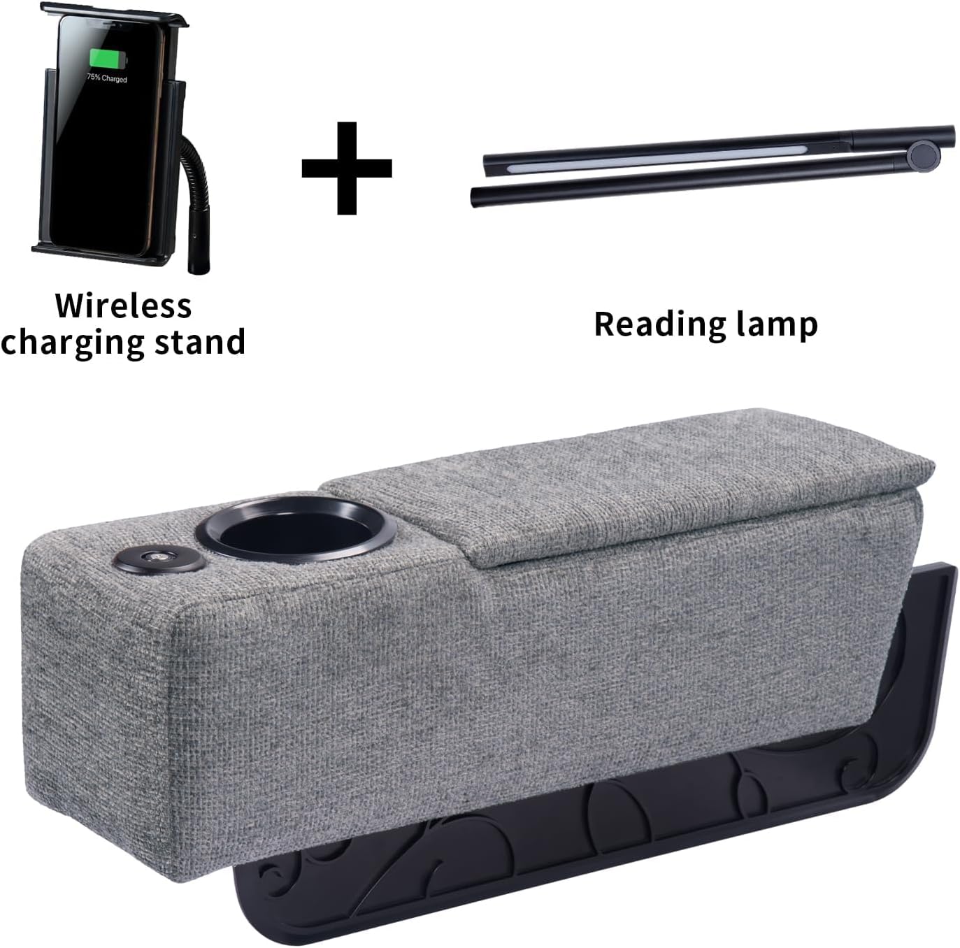 Multifunctional Sofa Armrest, Couch Armrest with Wireless Charge Stand, Removable Couch Caddy with Storage,Including LED Reading Light - Image 8