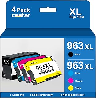 CSSTAR 963XL Remanufactured Ink Cartridges Replacement for HP 963 HP 963 XL for HP OfficeJet Pro 9010 9012 9014 9015 9016 9019 9020 9022 9025 Printer(Black/Cyan/Magenta/Yellow, 4 Pack)