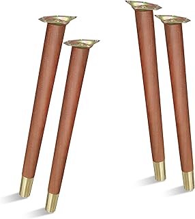 TEMI 16" Wood Table Legs – Premium Set of 4 Wooden Furniture Legs for Desk, Coffee Table, Bench, Chair, Dresser, Bed, and Cabinet – Strong, Durable and Easy to Install