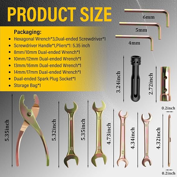 10PCS Upgraded Motorcycle Tool Kit Set with Storage Bag